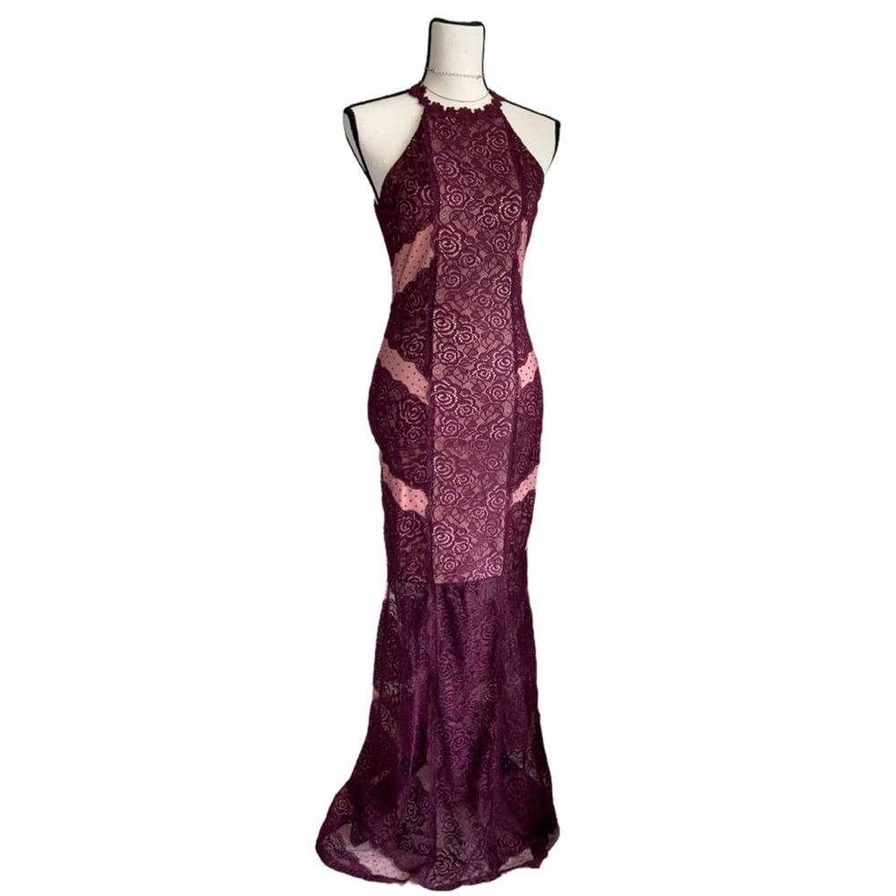 Burgundy Lace Maxi Dress